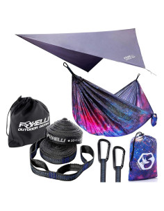 Hamaca de Camping Foxelli con Correas y Lona de Lluvia