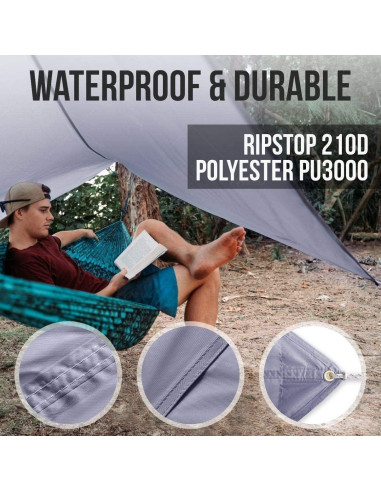 Hamaca de Camping Foxelli con Correas y Lona de Lluvia