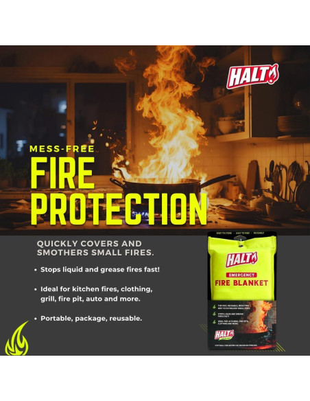 Manta de Emergencia contra Incendios HALT! 1 Paquete 30.48x18.24 cm