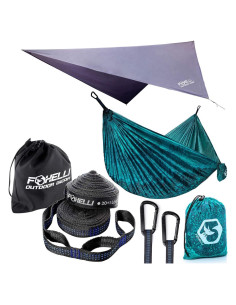 Hamaca de Camping Foxelli con Cintas y Lona de Lluvia