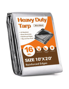 Lona Impermeable Pattiumo 10x20 Pies 16 Mil Plata/Negro