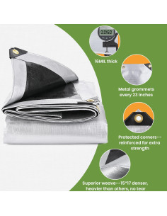 Lona Impermeable Pattiumo 10x20 Pies 16 Mil Plata/Negro 2