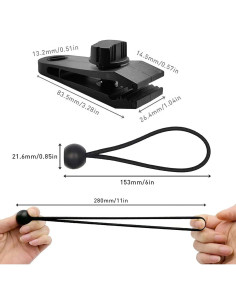 24 Clips de Lona y Cuerdas de Bungee CLIO 6 Pulgadas 2