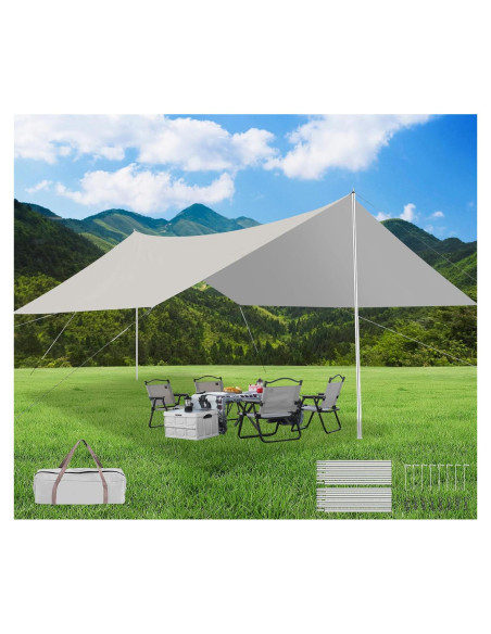 Toldo de Camping SHANQUAN 3.05x3.96m Impermeable UV con Postes