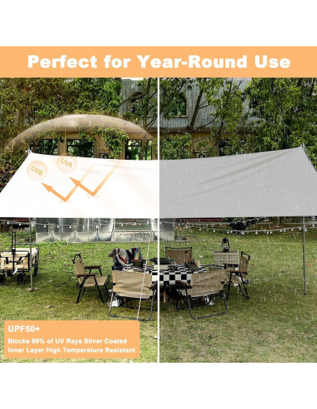 Toldo de Camping SHANQUAN 3.05x3.96m Impermeable UV con Postes