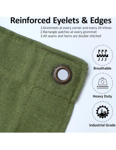 Lona Resistente Zuperia 1.83x2.44m Verde Oliva con Ojetes 2