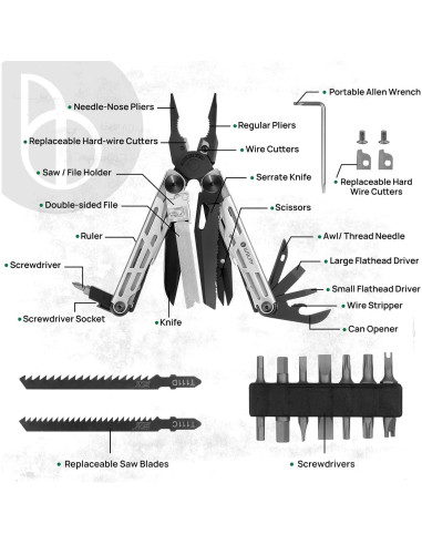 Multiherramienta BIBURY BI2045 Plegable 31 en 1 Acero Inoxidable