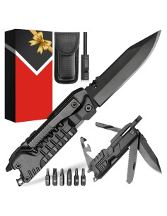 Cuchillo Multiherramienta 19 en 1 ZAVIT - Acero Inoxidable, Negro