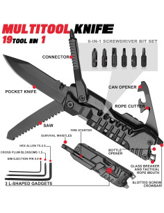 Cuchillo Multiherramienta 19 en 1 ZAVIT - Acero Inoxidable, Negro 2