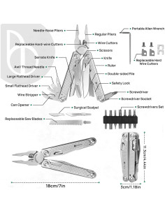 Multiherramienta Plegable BIBURY BI2049 con 12 Funciones 2