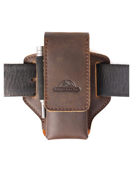 Funda de Multiherramienta de Cuero Topstache Marrón Oscuro - Cierre Magnético