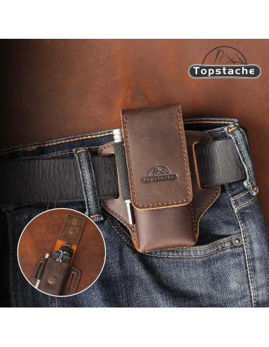 Funda de Multiherramienta de Cuero Topstache Marrón Oscuro - Cierre Magnético