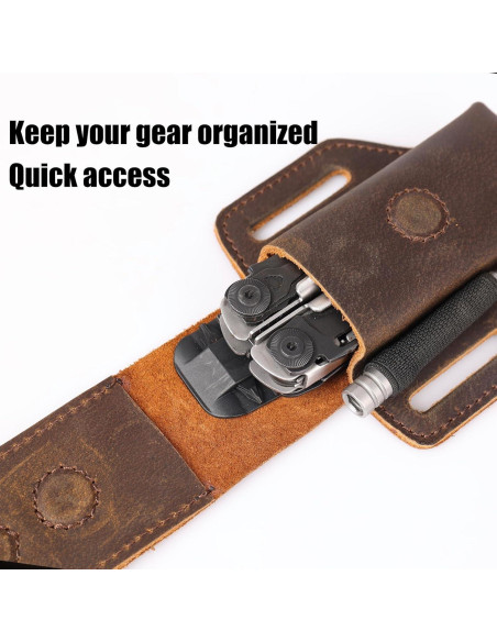 Funda de Multiherramienta de Cuero Topstache Marrón Oscuro - Cierre Magnético