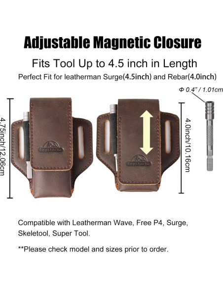 Funda de Multiherramienta de Cuero Topstache Marrón Oscuro - Cierre Magnético