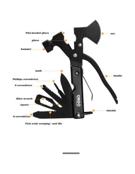 Multi-Herramienta Hacha y Martillo OnGo 20.3x10.2cm Negro