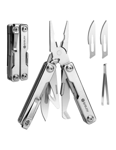 Mini Multiherramienta BIBURY BI2051A, Alicates EDC de Acero Inoxidable