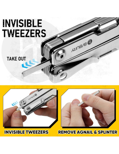 Mini Multiherramienta BIBURY BI2051A, Alicates EDC de Acero Inoxidable