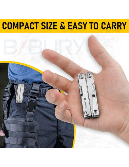 Mini Multiherramienta BIBURY BI2051A, Alicates EDC de Acero Inoxidable