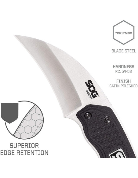 Cuchillo Karambit SOG Gambit 6.55 cm Fijo con Funda Ajustable