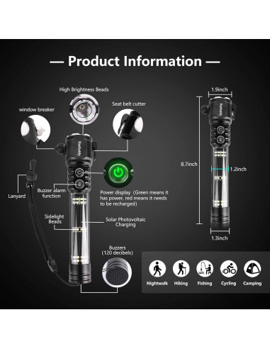 Kit de Emergencia Multifuncional Rasfsxkity con Linterna LED