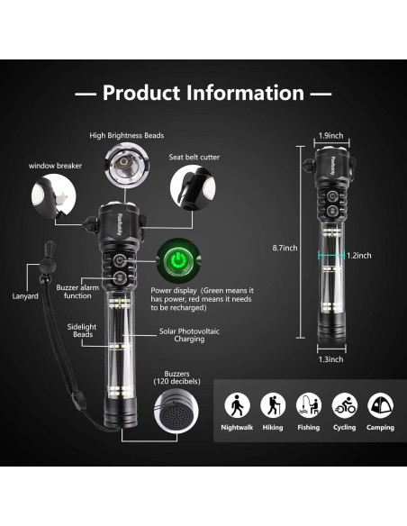 Kit de Emergencia Multifuncional Rasfsxkity con Linterna LED