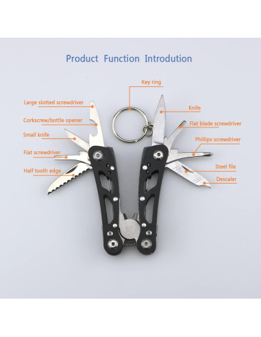 Multiherramienta de Bolsillo Lemiyoo 15 en 1 Acero Inoxidable Negro