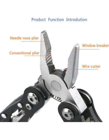 Multiherramienta de Bolsillo Lemiyoo 15 en 1 Acero Inoxidable Negro