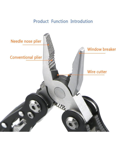 Multiherramienta de Bolsillo Lemiyoo 15 en 1 Acero Inoxidable Negro