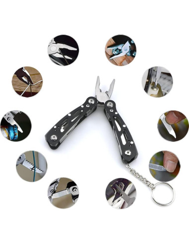 Multiherramienta de Bolsillo Lemiyoo 15 en 1 Acero Inoxidable Negro