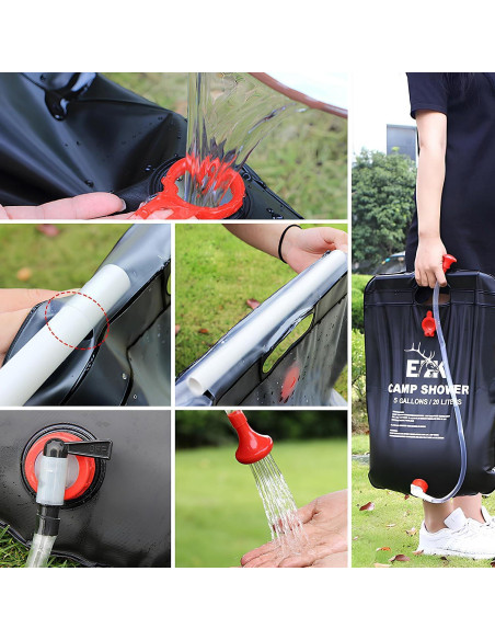 Bolsa de Ducha Solar Calentada ELK 5 Galones (19 Litros) Camping