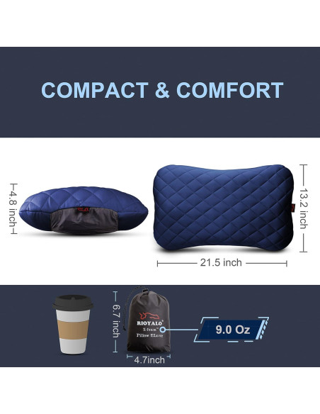 Almohada de Camping Inflable RIOYALO X-Foam XL Azul Océano