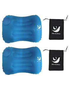 2 Almohadas Inflables Camping 3BirdsHike - Soporte Cuello y Lumbar
