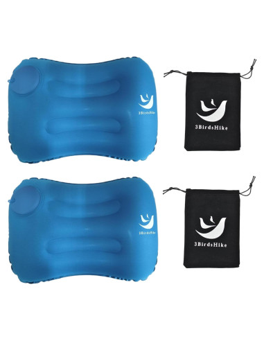 2 Almohadas Inflables Camping 3BirdsHike - Soporte Cuello y Lumbar