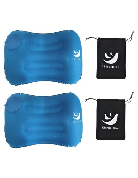 2 Almohadas Inflables Camping 3BirdsHike - Soporte Cuello y Lumbar