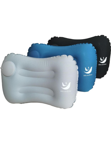 2 Almohadas Inflables Camping 3BirdsHike - Soporte Cuello y Lumbar