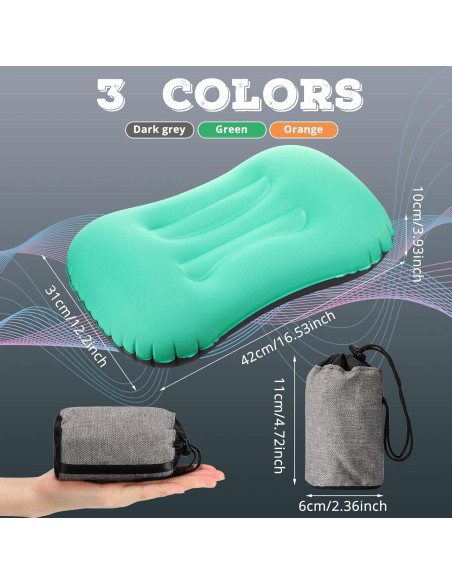 Almohadas Inflables Yulejo 3 Pcs Camping Ultraligeras