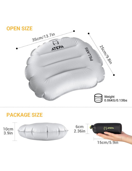Almohada Inflable ATEPA Camping Ultraligera 35x25cm