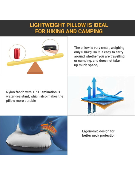 Almohada Inflable ATEPA Camping Ultraligera 35x25cm