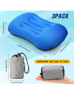Tatuo 3 Almohadas Inflables de Camping Ultraligeras Azul 2