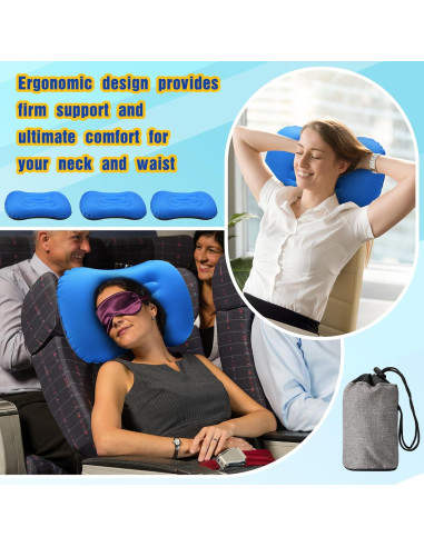 Tatuo 3 Almohadas Inflables de Camping Ultraligeras Azul