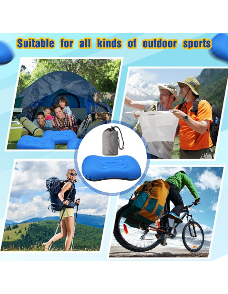 Tatuo 3 Almohadas Inflables de Camping Ultraligeras Azul