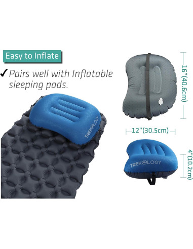 Almohada Inflable Camping TREKOLOGY ALUFT2 Azul Profundo