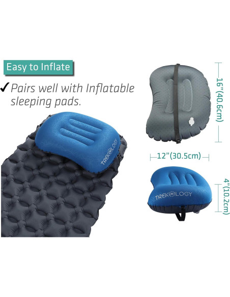 Almohada Inflable Camping TREKOLOGY ALUFT2 Azul Profundo