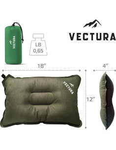 Almohada de Camping Autoinflable Vectura Verde Oliva 45x30cm 2