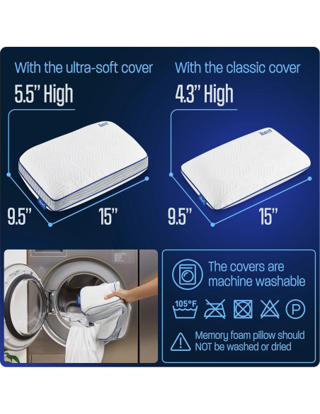 Paquete de 2 Almohadas de Camping TCOMF Espuma Memoria