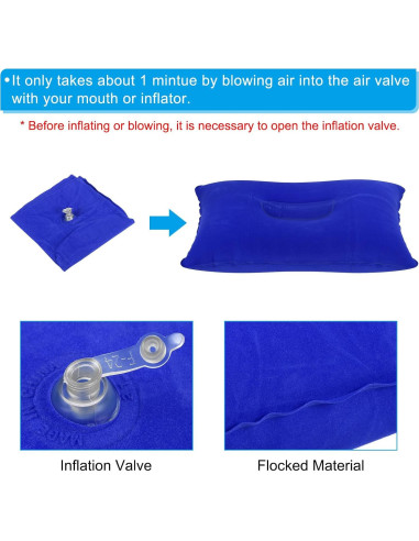 Almohada Inflable PATIKIL 2 Unidades Camping 38x24cm Azul