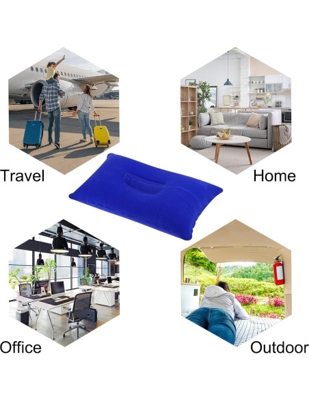 Almohada Inflable PATIKIL 2 Unidades Camping 38x24cm Azul