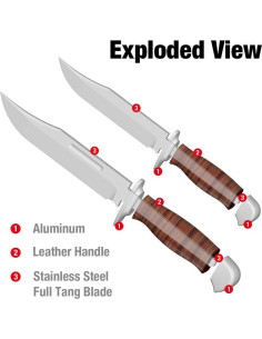 Cuchillo Bowie 2 Piezas Mossy Oak con Funda de Cuero 2
