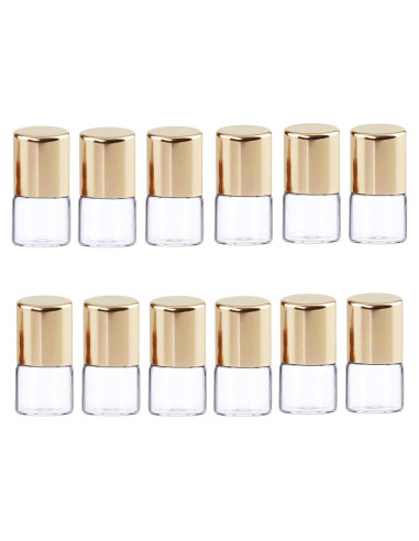 12 Mini Botellas de Vidrio Roll-on Mozff 1ml para Aceites Esenciales