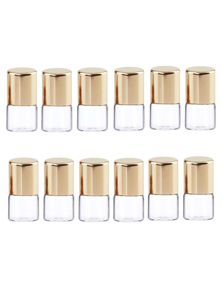 12 Mini Botellas de Vidrio Roll-on Mozff 1ml para Aceites Esenciales